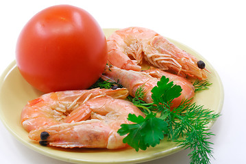 Image showing Shrimps and tomato