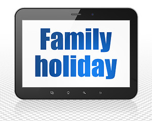 Image showing Vacation concept: Tablet Pc Computer with Family Holiday on display