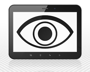 Image showing Privacy concept: Tablet Pc Computer with Eye on display