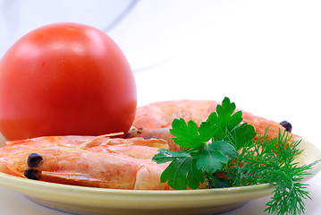 Image showing Shrimps and tomato