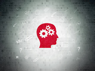 Image showing Learning concept: Head With Gears on Digital Paper background