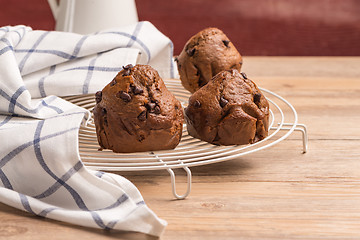 Image showing Baked chocolate muffins