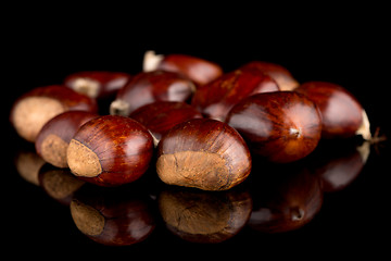 Image showing Chestnuts on a black reflective background