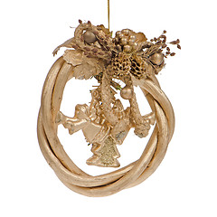 Image showing A gold christmas wreath