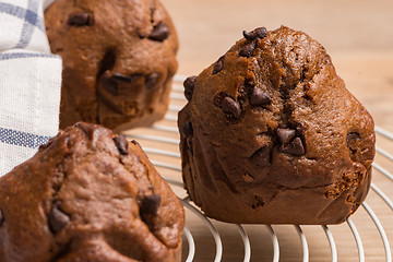 Image showing Baked chocolate muffins