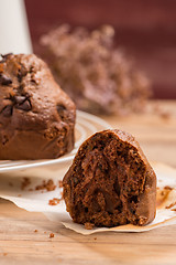 Image showing Baked chocolate muffins
