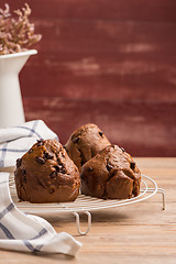 Image showing Baked chocolate muffins