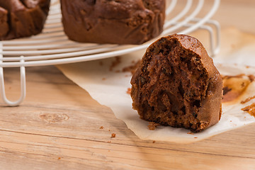 Image showing Baked chocolate muffins