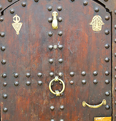 Image showing historical in  antique building door morocco style africa   wood