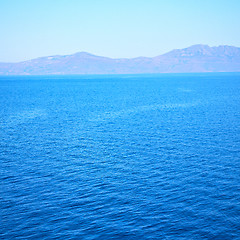 Image showing greece from the boat  islands in mediterranean sea and sky