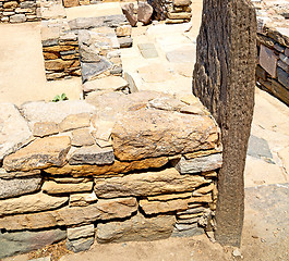 Image showing bush   in delos greece the historycal acropolis and old ruin sit