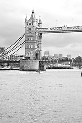 Image showing london tower in england old bridge and the cloudy sky