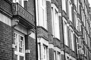 Image showing old window in europe london  red brick wall and      historical 