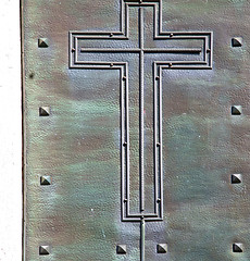 Image showing sumirago abstract   rusty brass  curch  closed wood italy  lomba