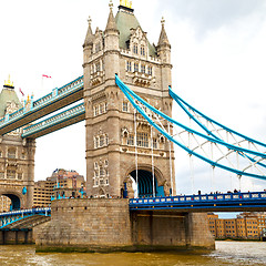 Image showing london tower in england old bridge and the cloudy sky