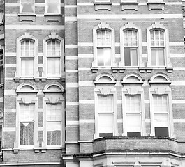 Image showing window in europe london old red brick wall and      historical 