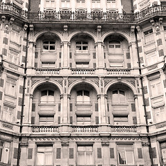 Image showing window in europe london old red brick wall and      historical 