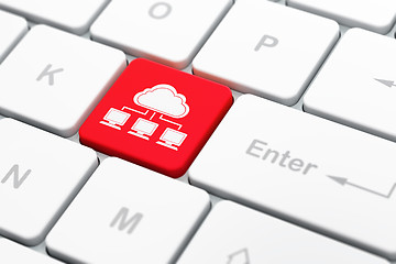 Image showing Cloud computing concept: Cloud Network on computer keyboard background