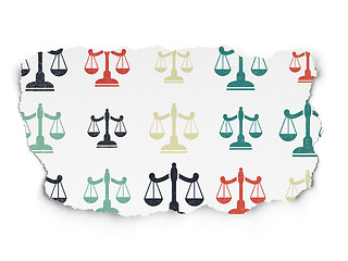 Image showing Law concept: Scales icons on Torn Paper background