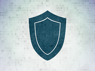 Image showing Privacy concept: Shield on Digital Paper background