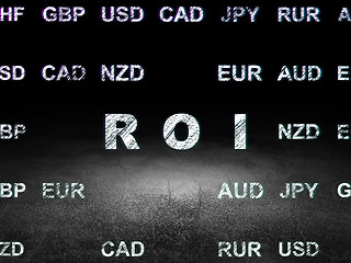 Image showing Finance concept: ROI in grunge dark room