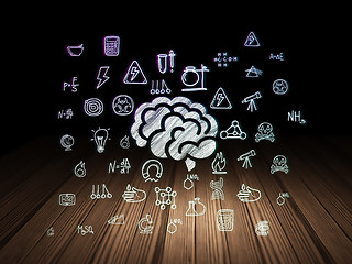 Image showing Science concept: Brain in grunge dark room
