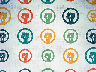 Image showing Politics concept: Uprising icons on Digital Paper background