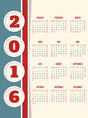 Image showing Calendar design for year 2016 with circles 