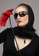 Image showing lady in red gloves with crop