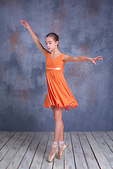 Image showing The young ballerina dancing  