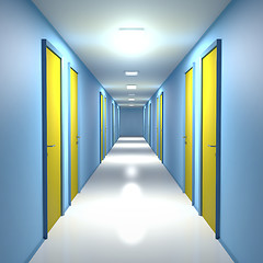 Image showing Corridor with closed doors