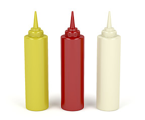 Image showing Mustard, ketchup and mayonnaise