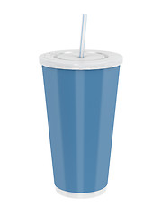 Image showing Paper cup with straw