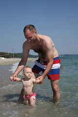 Image showing First steps in the sea