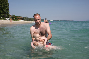 Image showing First swimming lessons