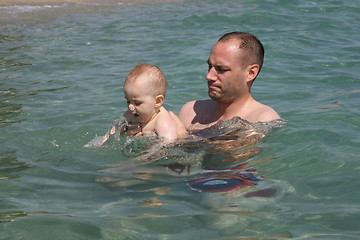 Image showing First swimming lessons