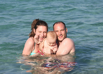 Image showing Family enjoying in the sea