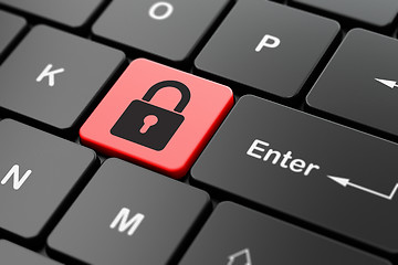 Image showing Data concept: Closed Padlock on computer keyboard background