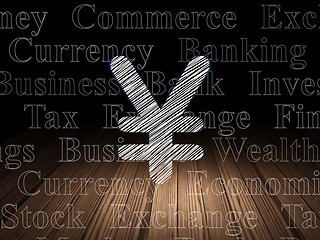 Image showing Banking concept: Yen in grunge dark room