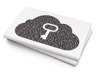 Image showing Cloud technology concept: Cloud With Key on Blank Newspaper background