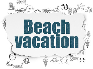 Image showing Tourism concept: Beach Vacation on Torn Paper background