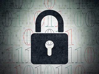 Image showing Security concept: Closed Padlock on Digital Paper background