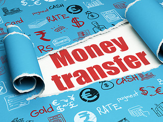 Image showing Money concept: red text Money Transfer under the piece of  torn paper