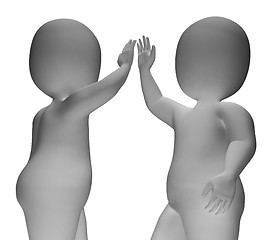 Image showing High Five 3d Characters Show friendship And Greeting