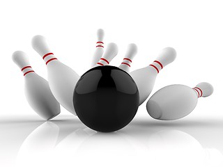 Image showing Bowling Strike Showing Winning Skittles Game