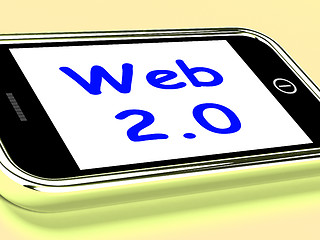 Image showing Web 2.0 On Phone Means Net Web Technology And Network