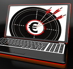 Image showing Euro Symbol On Laptop Shows Earnings