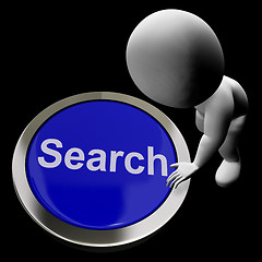 Image showing Search Button Showing Internet Access And Online Researching