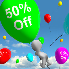 Image showing Balloon With 50% Off Showing Discount Of Fifty Percent