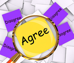 Image showing Agree Disagree Post-It Papers Mean Opinion Agreement Or Disagree